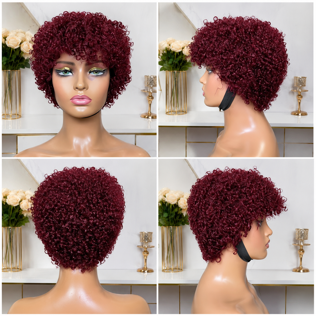 Afro Kinky Curly Short Wig – Natural Look Adjustable Hairpiece