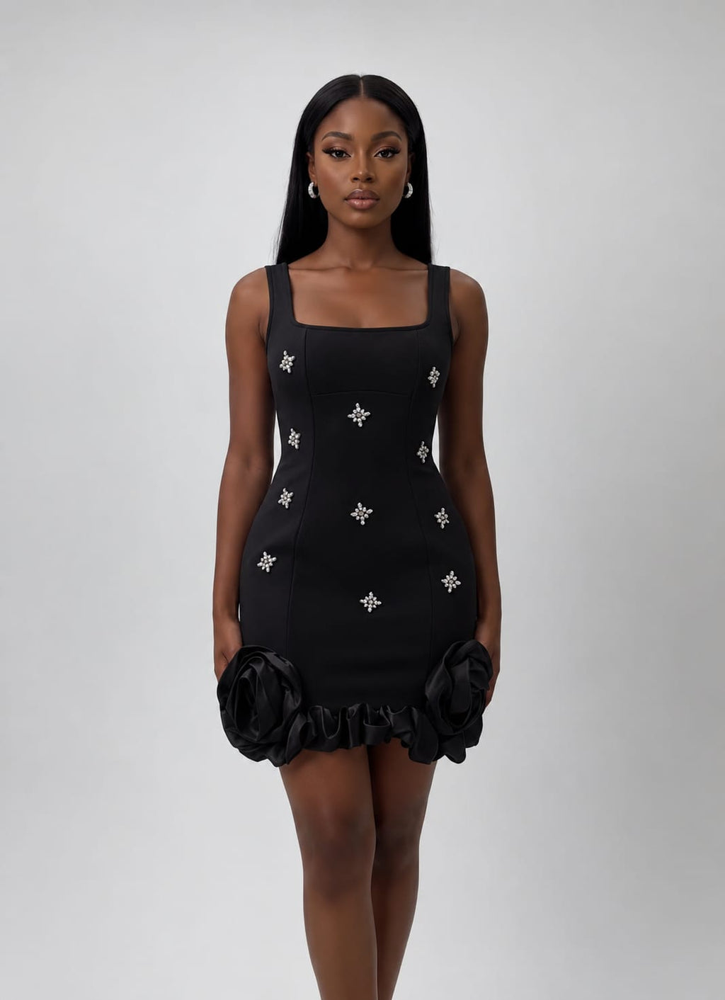 Clearama Rose Bloom Mini Dress – Red,black ⚫️ and Blue