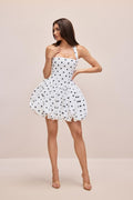 Elegant Polka Dot Bubble Mini Dress – One Shoulder Party Dress